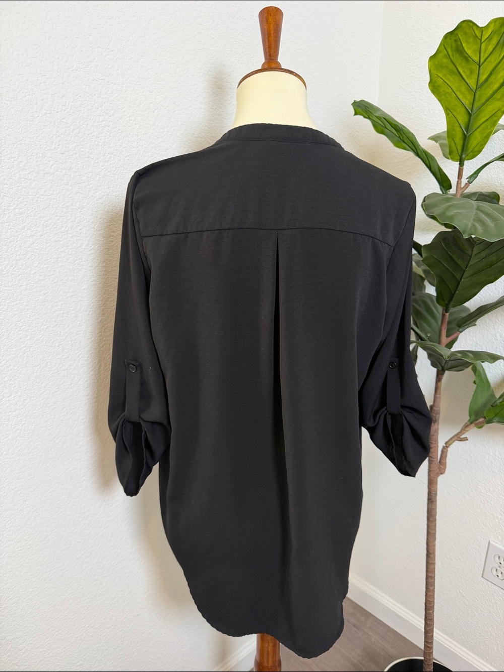 Lush Draped V-Neck Button Front Blouse - Picture 5 of 7